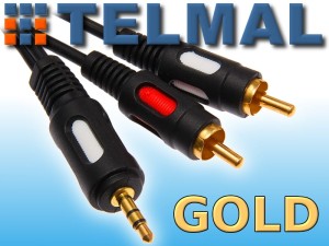 KABEL JACK 3,5mm - 2 x RCA CINCH GOLD HQ 5m 