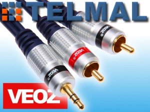 Przewód kabel jack 3.5mm STEREO - 2RCA VEOZ 10m 