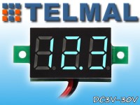 Voltmeter 3-30V DC Display 0.36" LED Blue Digital Panel Mount 2-Wires Voltage Meter