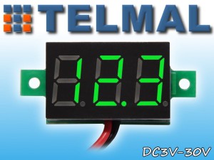 Voltmeter 3-30V DC Display 0.36" LED Green Digital Panel Mount 2-Wires Voltage Meter