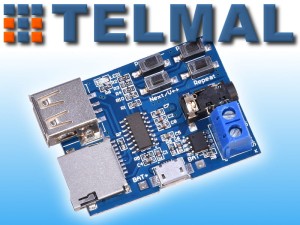 Moduł odtwarzacz MP3 z microSD lub USB wzmaczniacz 