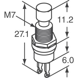 Przełącznik okr. mały metal on-(off) żółty PBS10B