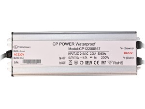 Zasilacz wodoodporny SLIM 12V 16,7A 200W