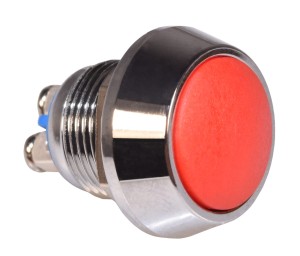Przełącznik srebrny PBWS12 monostabilny 12mm czerwony