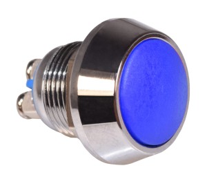 Przełącznik srebrny PBWS12 monostabilny 12mm niebieski