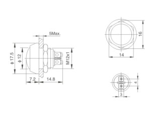 Przełącznik srebrny PBWS12 monostabilny 12mm biały