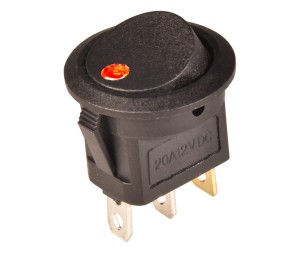 Przełącznik 16mm 20A 12V + LED czerowny  P080