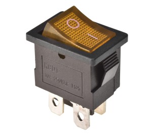 Przełącznik podświetlany mały KCD1 12V żółty
