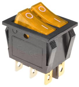 Przełącznik podwójny KCD6 230V żółty