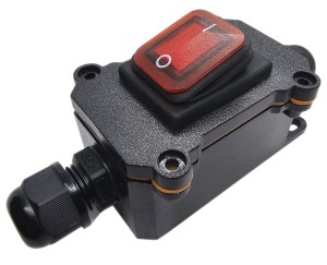 Przełącznik klawiszowy KCD4-R z hermetyczną obudową,  16A/24V czerwony