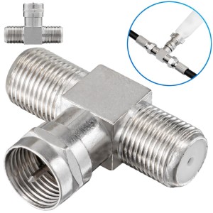 Adapter Antenowy Trójnik 2x Gniazdo F - 1x Wtyk F 75Ω TV/SAT