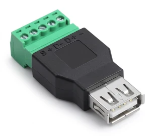 Gniazdo USB A z szybkozłączem BEZ LUTOWANIA szybki montaż przewodów 5pin