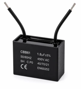 Kondensator silnikowy 1.8uF 450VAC CBB61 rozruchowy przewody