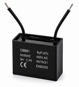 Kondensator silnikowy 6uF 450VAC CBB61 rozruchowy przewody