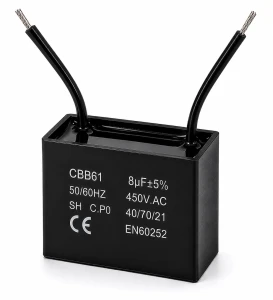 Kondensator silnikowy 8uF 450VAC CBB61 rozruchowy przewody