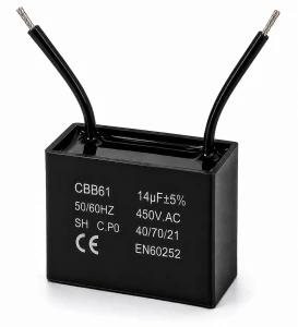 Kondensator silnikowy 14uF 450VAC CBB61 rozruchowy przewody