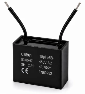 Kondensator silnikowy 18uF 450VAC CBB61 rozruchowy przewody