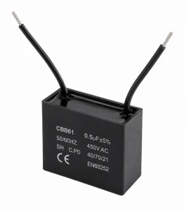 Kondensator silnikowy 0.5uF 450VAC CBB61 rozruchowy przewody