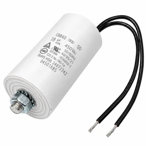 Kondensator silnikowy CBB60 18uF 450V AC z przewodami - śruba M8