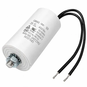 Kondensator silnikowy CBB60 35uF 450V AC z przewodami - śruba M8