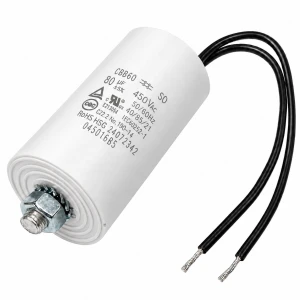 KONDENSATOR SILNIKOWY 80uF 450V AC Z PRZEWODAMI DO SILNIKA POMPY