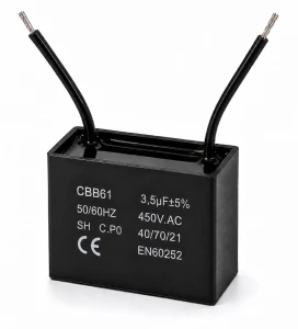 KONDENSATOR SILNIKOWY CBB61 3,5uF 450V AC Z PRZEWODAMI DO WENTYLATORA